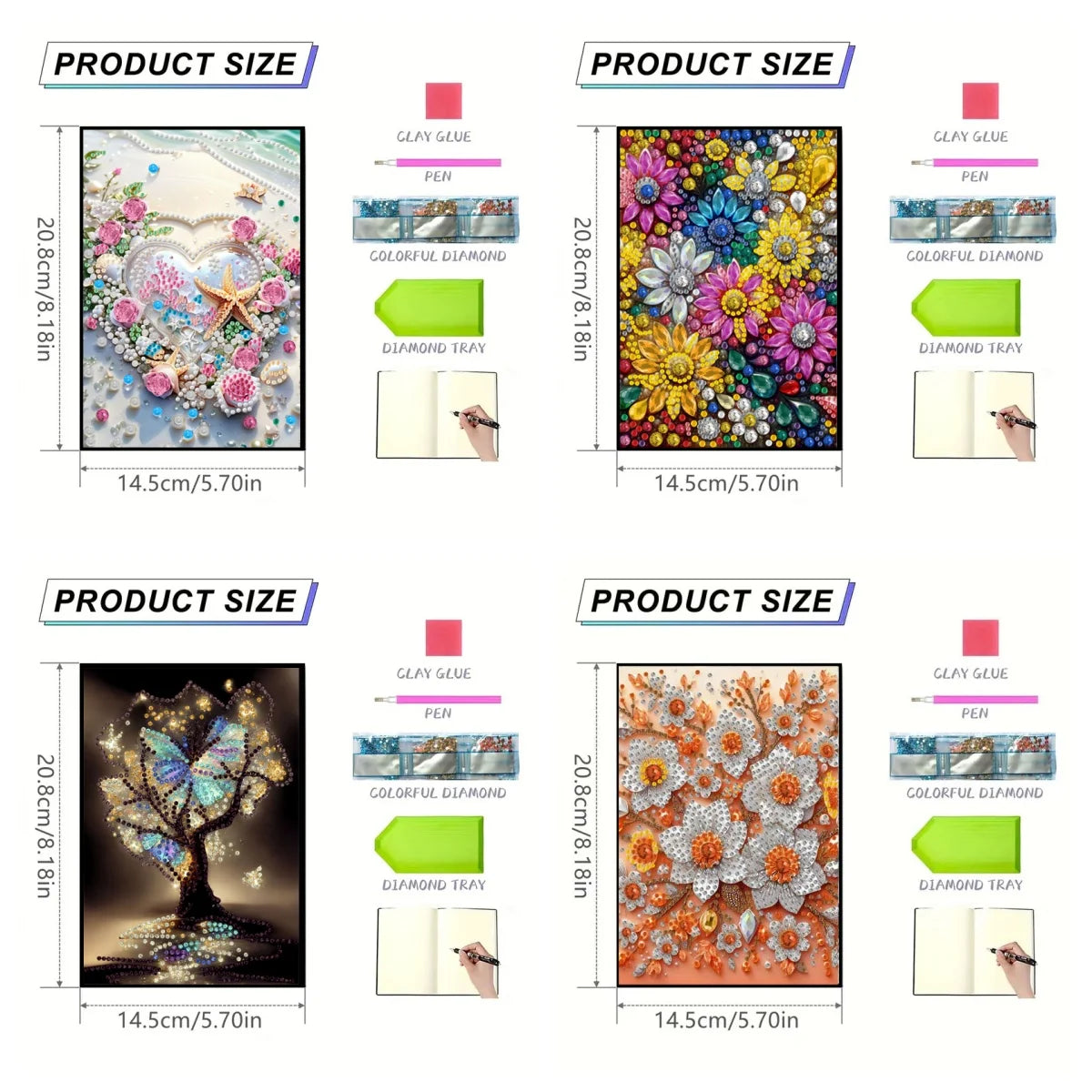 Diamond Painting Notitieboekje Bloemen PU Leer Strass Dagboek