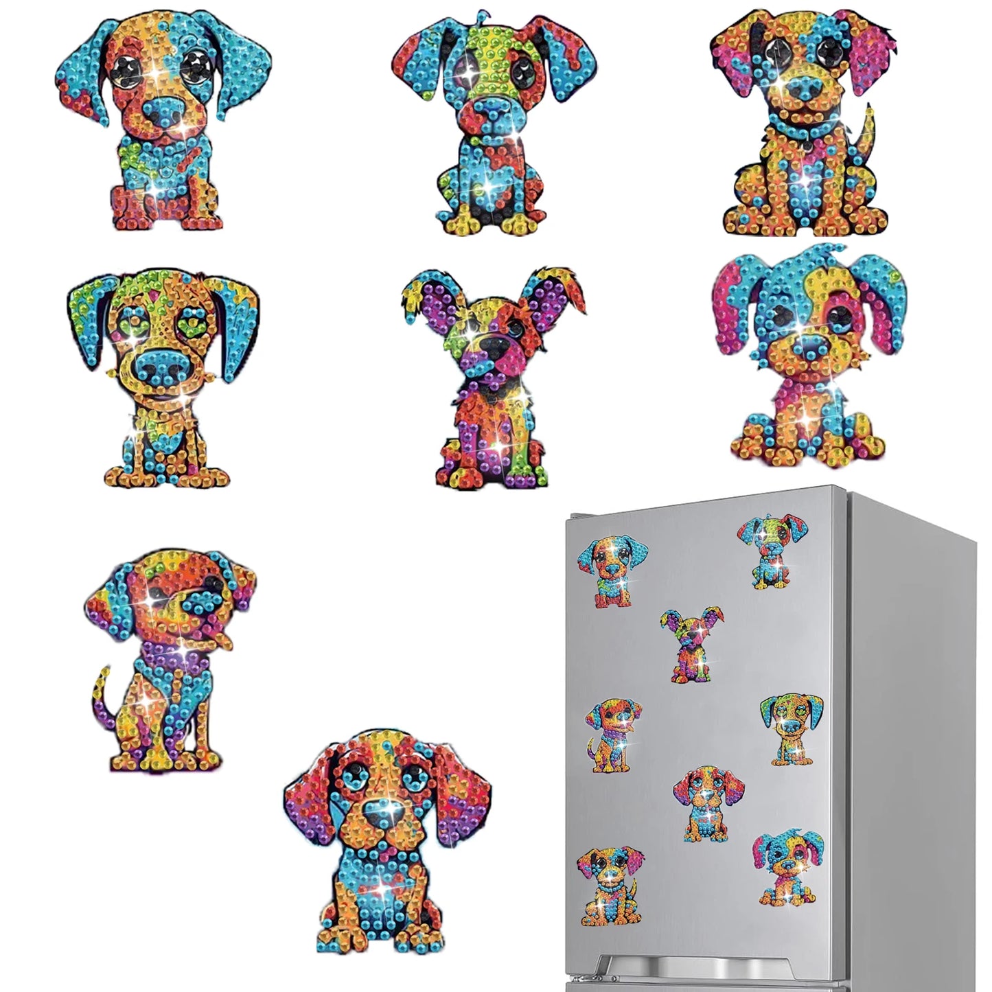 Diamond Painting Magneten - Set van 8 Dieren voor Koelkast