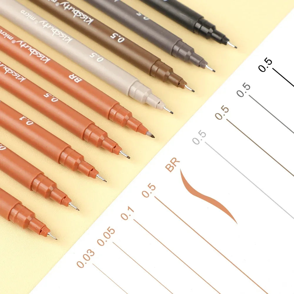 Stiften set Pigma Micron fineliners zwart/bruin met diverse puntdiktes