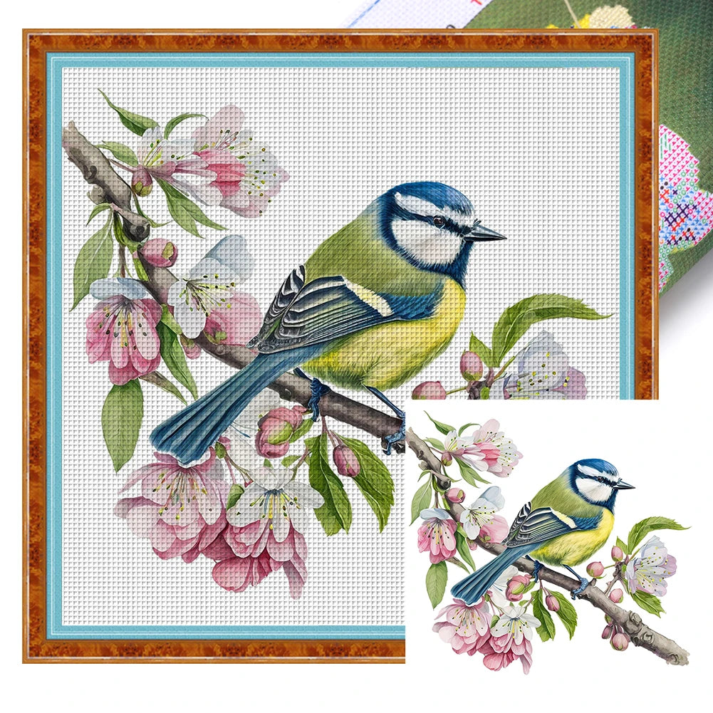 Borduurpakket dieren serie 20x20 cm met voorgedrukte canvas en katoendraad