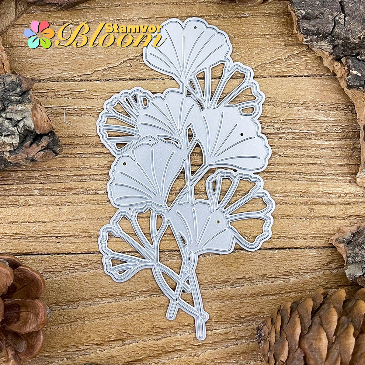 Snijmal Ginkgo Biloba Bladeren en Bloemen Metalen Stanssjabloon