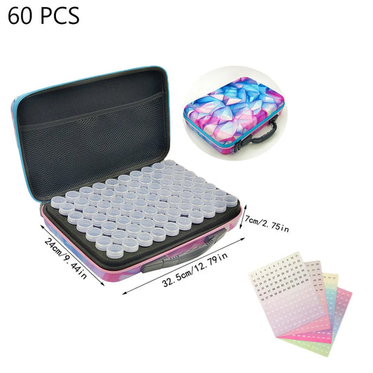 Diamond Painting Opbergkoffer met 60 Potjes – Luxe Organizer voor Steentjes en Accessoires