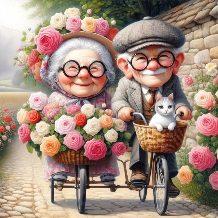 AB Diamond Painting op canvas - Fairy Dust Cartoon Opa & Oma