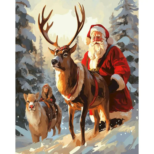 Schilderen op nummer Kerst Dieren met Acrylverf en Lijst (optioneel) - 9962695