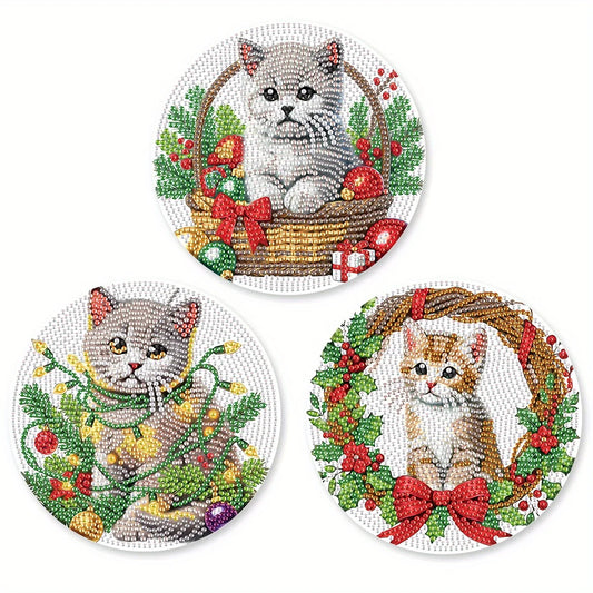 Diamond Painting Placemat met Schattige Kat – Set van 3 – DIY Tafeldecoratie