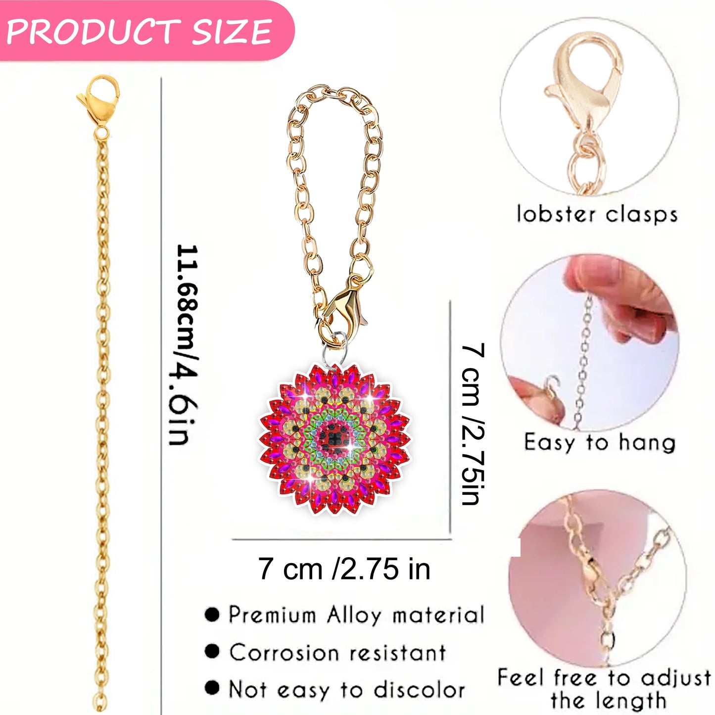 Diamond Painting Sleutelhanger set Mandala Acryl Hangers 6 Stuks