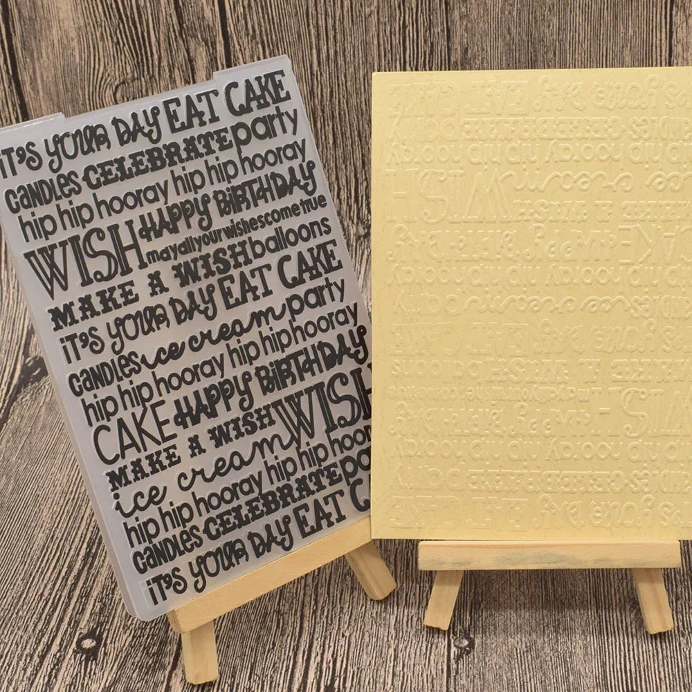 Embossing folder Happy Birthday tekst voor kaarten en scrapbooking