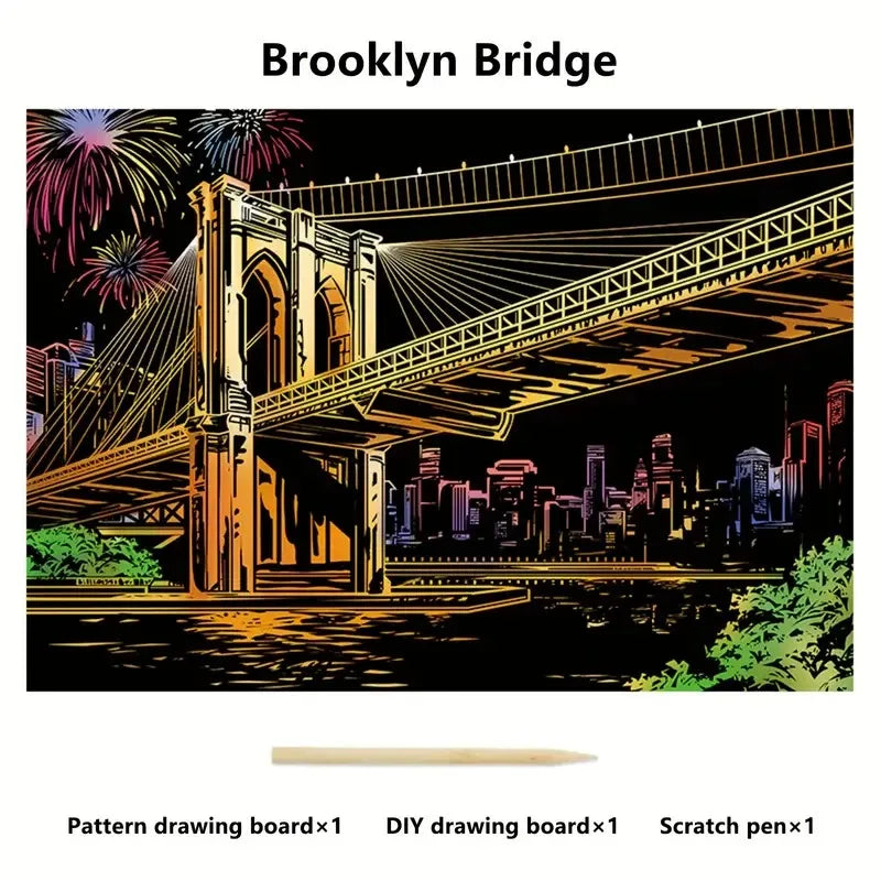 Krastekening Deluxe Regenboog Scratch Paper Set voor Creatieve Ontspanning