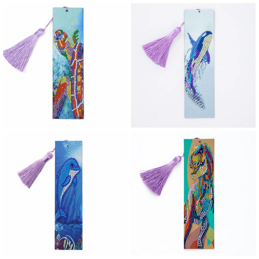 Diamond Painting Boekenlegger Zee Dieren - Dolfijn - PU Leer met Diamond Painting Steentjes