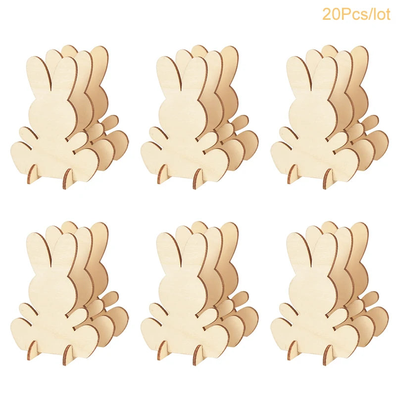 Houten Paas figuur om zelf te kleuren/schilderen – Konijn Paasdecoratie Set