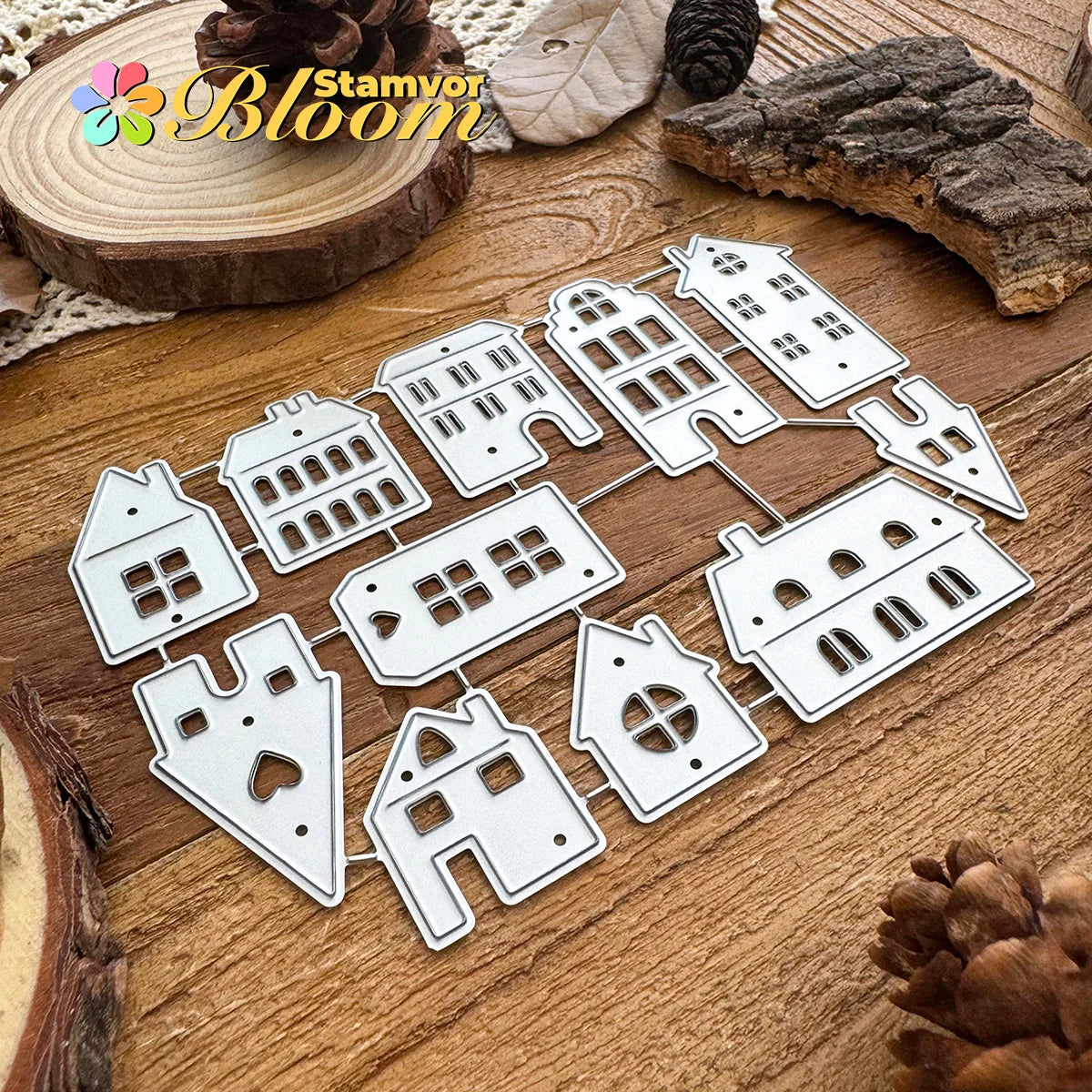 Snijmallen Straatbeeld Huizen voor Scrapbooking en Creatieve Decoratie