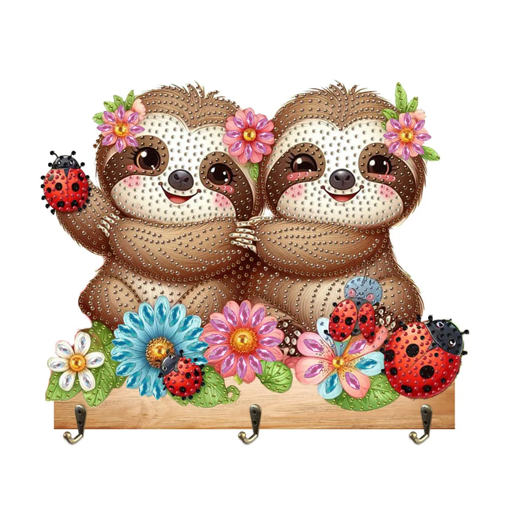 Diamond Painting Kapstok/Sleutelrek Dieren Design Houten Wandhaken