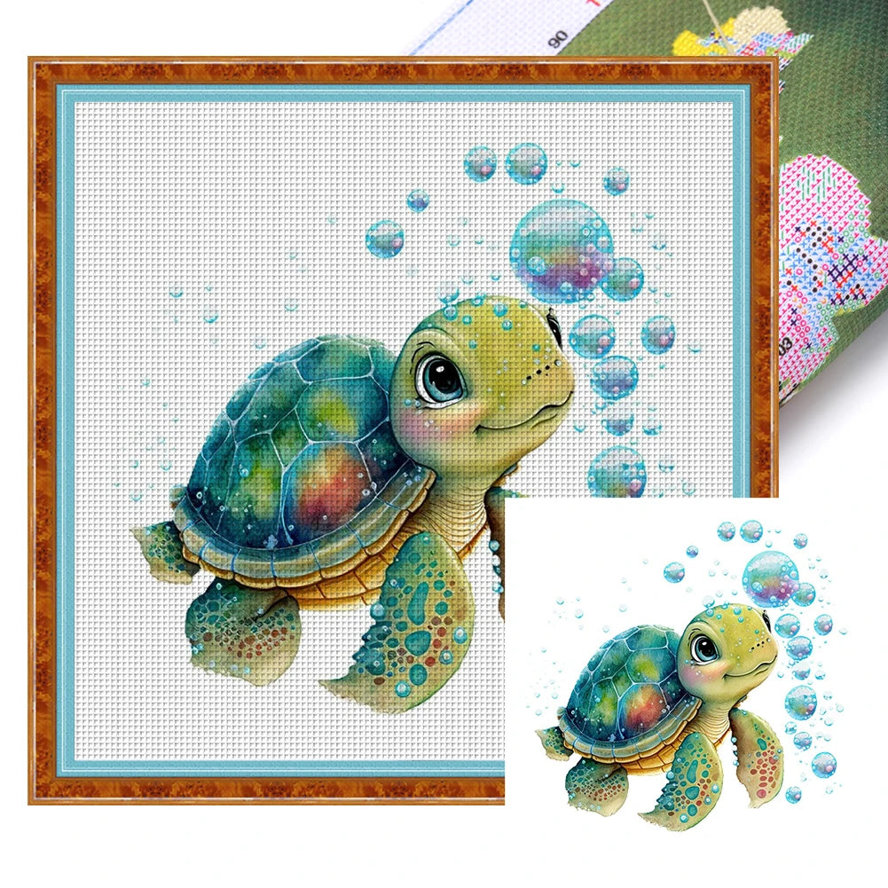 Borduurpakket dieren serie 20x20 cm met voorgedrukte canvas en katoendraad