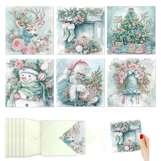 Diamond Painting Kerstkaarten set 6 feestelijke ansichtkaarten - HK066