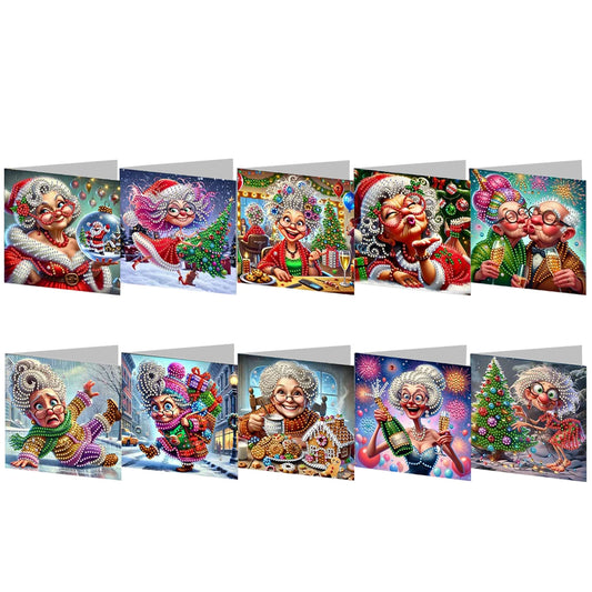 Diamond Painting Kerstkaarten set van 10 stuks – Feestelijke wenskaarten
