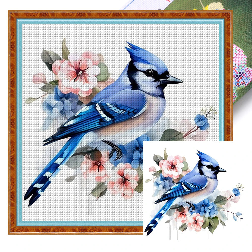 Borduurpakket dieren serie 20x20 cm met voorgedrukte canvas en katoendraad