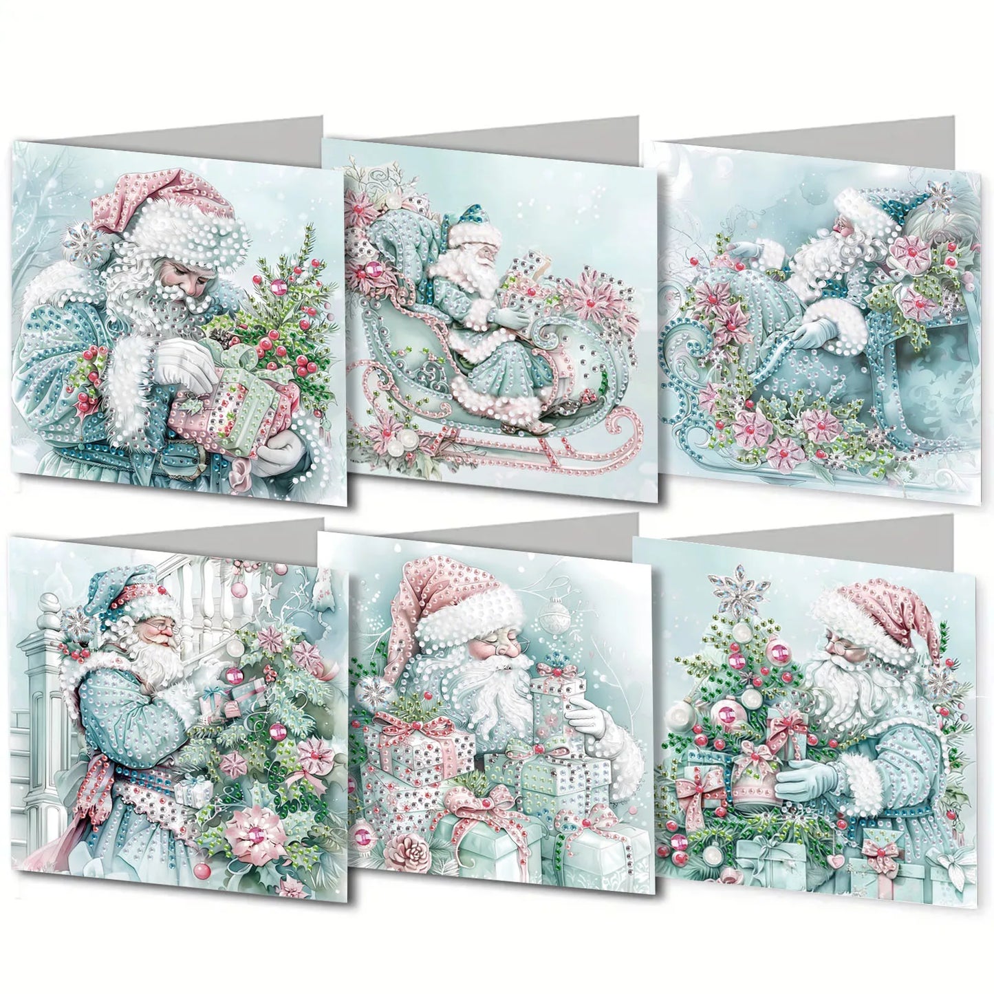 Diamond Painting Kerstkaarten set - 6 stuks feestelijke wenskaarten maken
