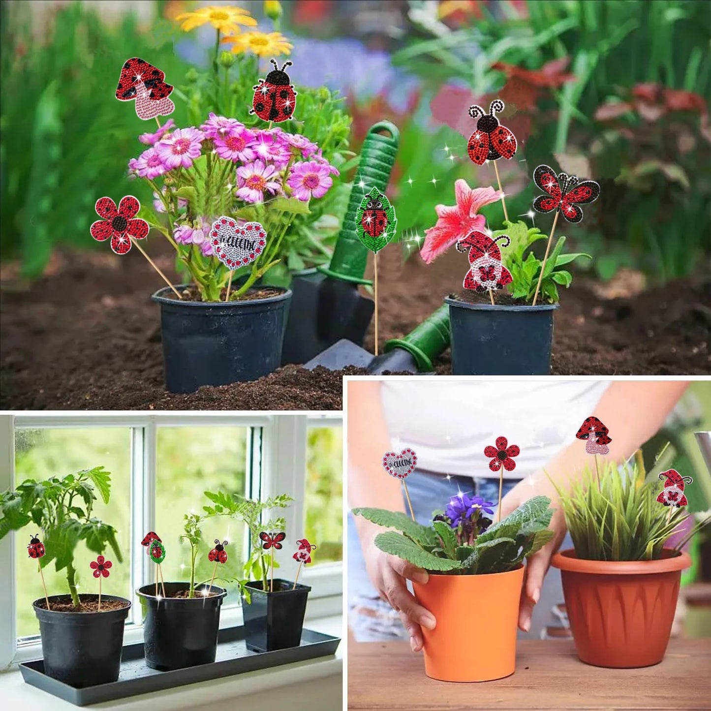 Diamond Painting Plantenstekers Acryl Bloemen voor Potten