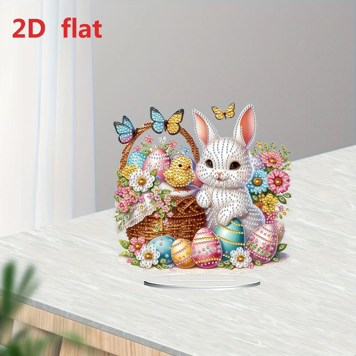 Diamond Painting Tafelornament Paashaas met Mand en Eieren