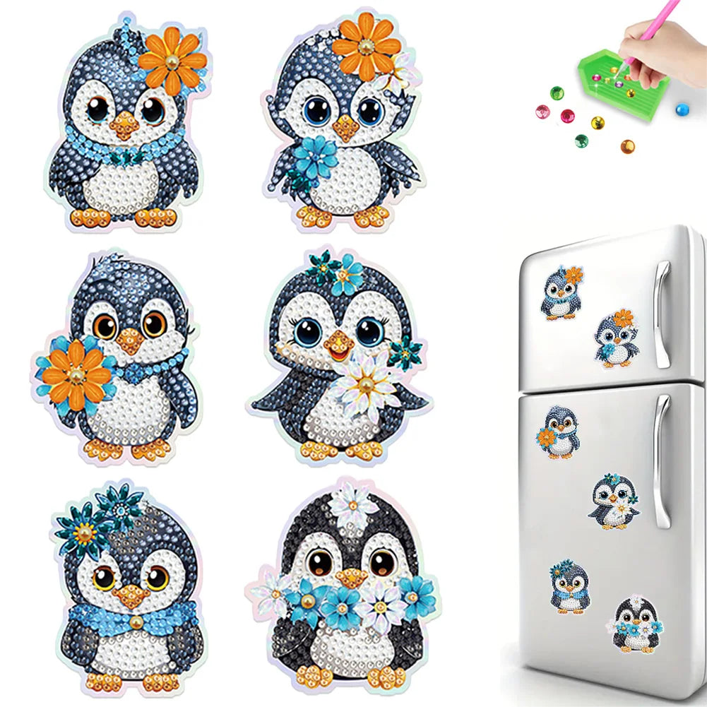 Diamond Painting Magneten - Set van 6 Dieren Magneten voor Koelkast en Decoratie