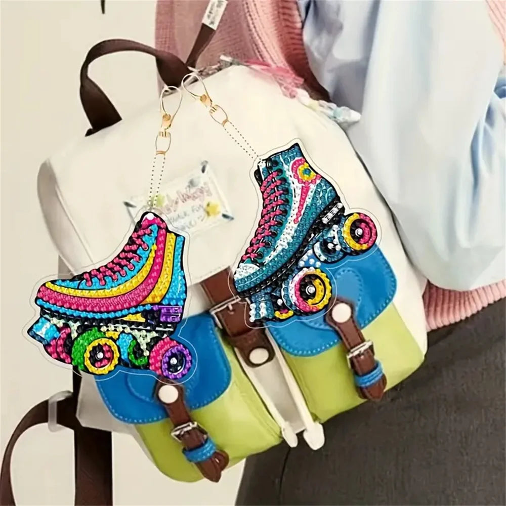 Diamond Painting Sleutelhangers Rolschaats Patroon – 5 stuks Set