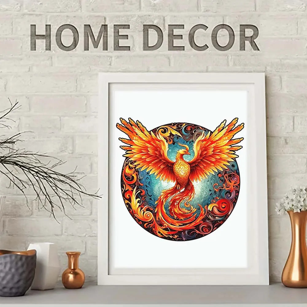 Houten figuren puzzel Phoenix Rood – unieke vormen en cadeauverpakking