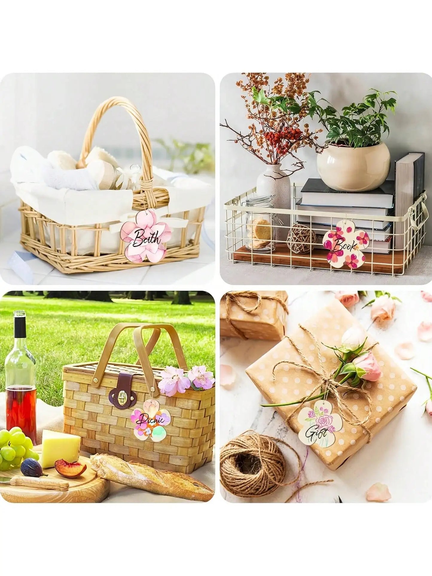 Houten figuren om zelf te schilderen/kleuren – bloemen hangdecoratie