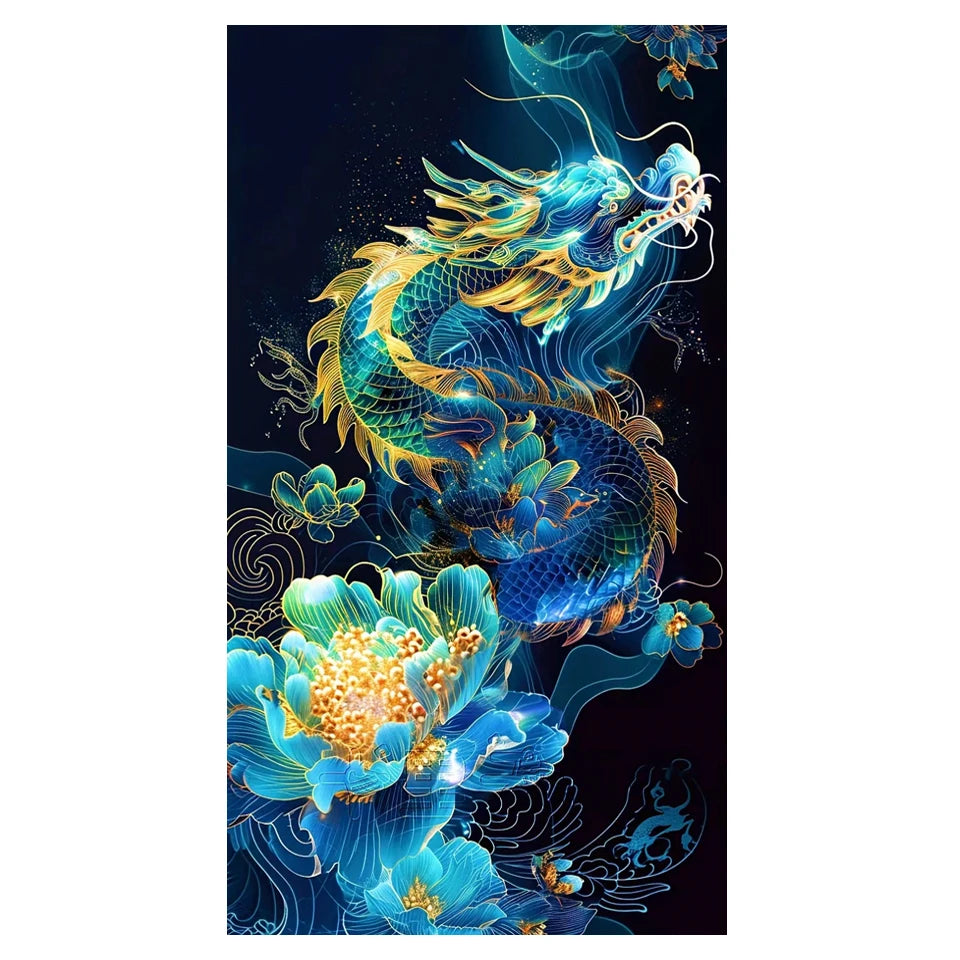 AB Diamond Painting met AB en Fairy dust steentjes – Chinese Draak