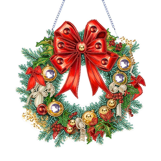 Diamond Painting Hangend Ornament Kerst Krans – Kerstdecoratie met Steentjes – Uniek Cadeau - GJ208