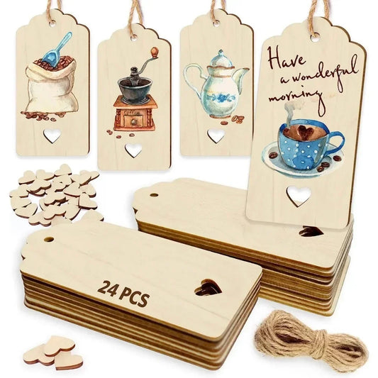 Houten figuur om zelf te kleuren/schilderen - 24 houten labels