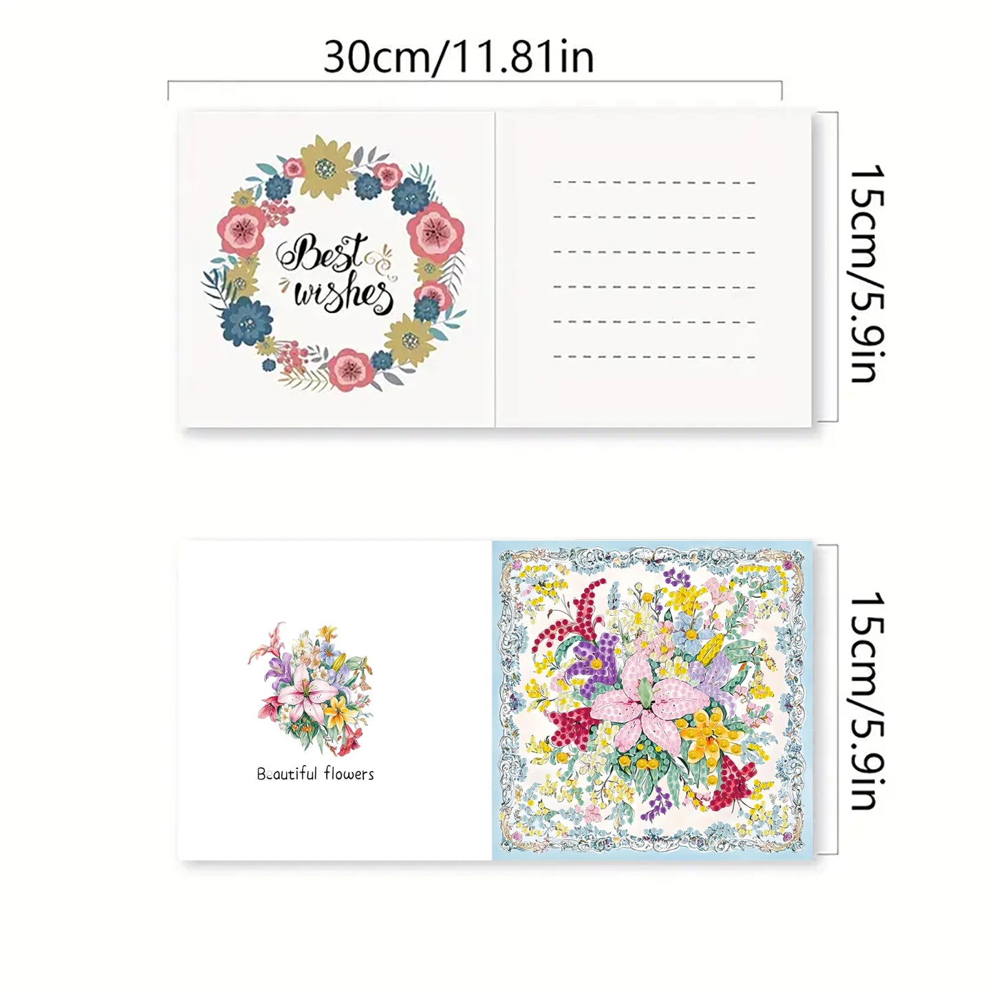 Diamond Painting Wenskaarten set Bloemen Verjaardag