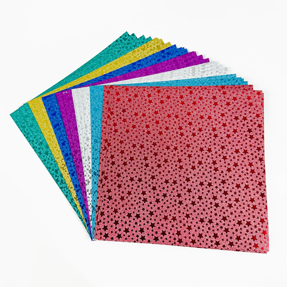 Papier voor kaarten maken en scrapbook glitter origami papier 15 x 15 cm