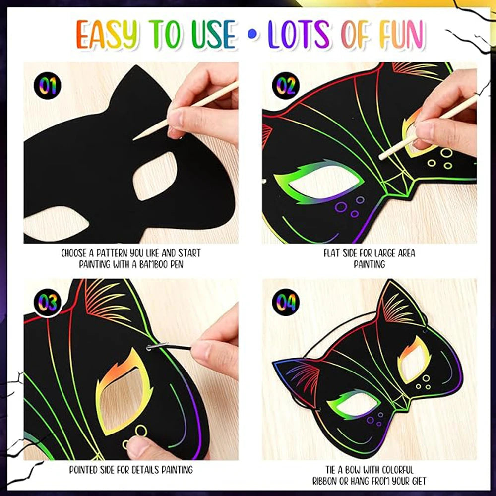 Krastekening Halloween Masker Set 6 Stuks Creatief Knutsel Pakket