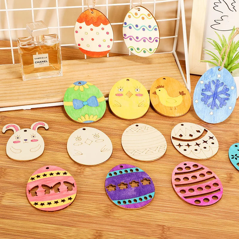 Houten Paas figuur om zelf te kleuren/schilderen – Houten eieren set