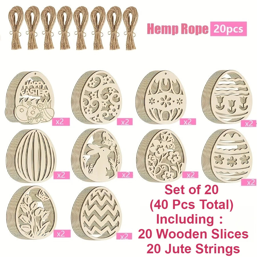 Houten figuren om zelf te schilderen/kleuren – Paasei hangers