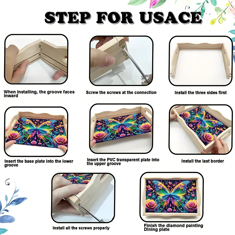 Diamond Painting Dienblad houten vlinder design met speciale steentjes