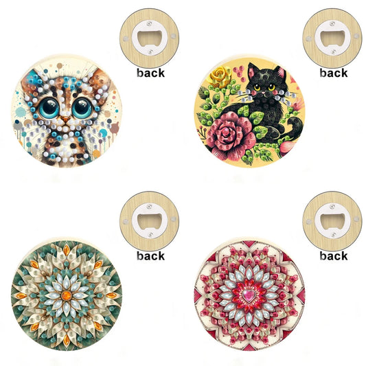 Diamond Painting Flesopener Houten Rond Decoratief Cadeau