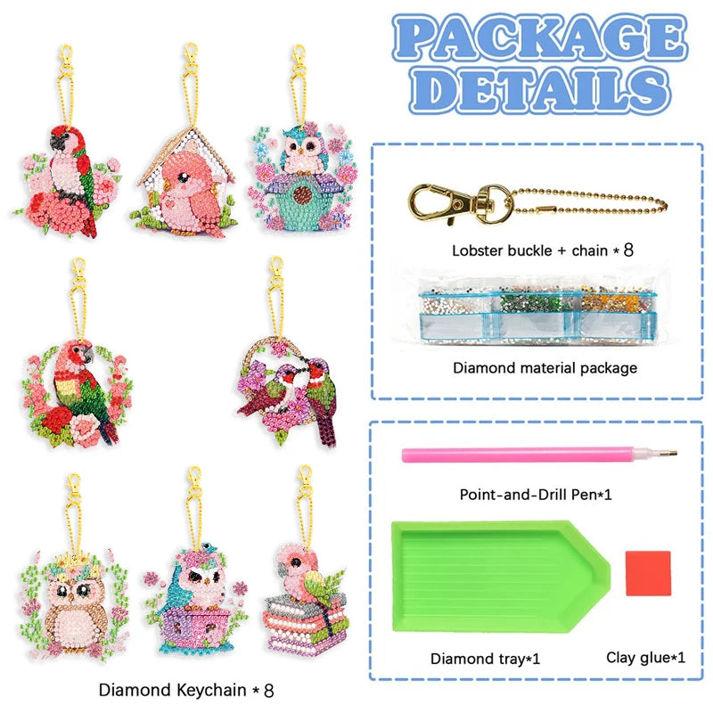 Diamond Painting Sleutelhanger set – Creatieve Hangers 6/8 stuks