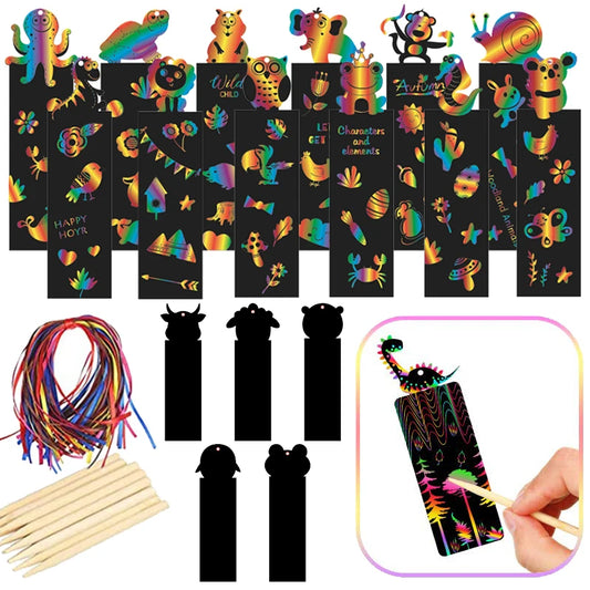 Krastekeningen Boekenleggers Set – 12 Regenboog DIY Kunstwerkjes