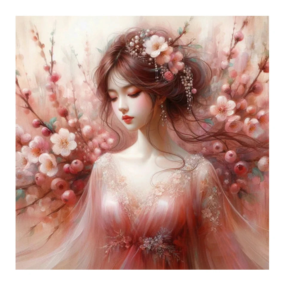 AB Diamond Painting met AB en Fairy dust steentjes – Peach Blossom