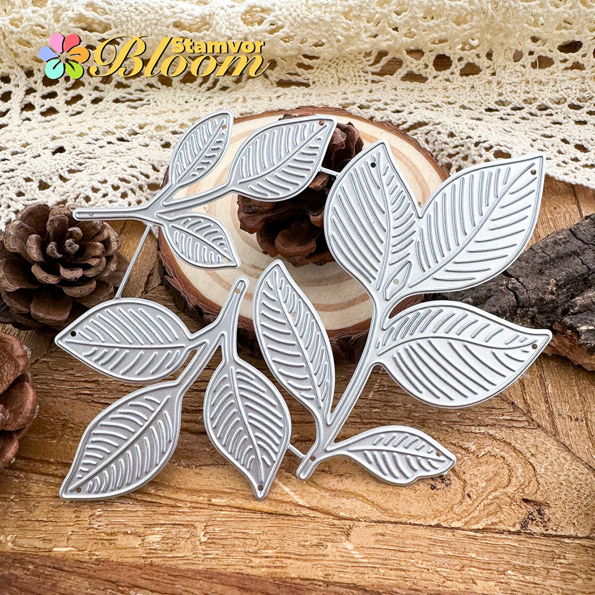 Metalen snijmallen bladeren en takken boom embossing set