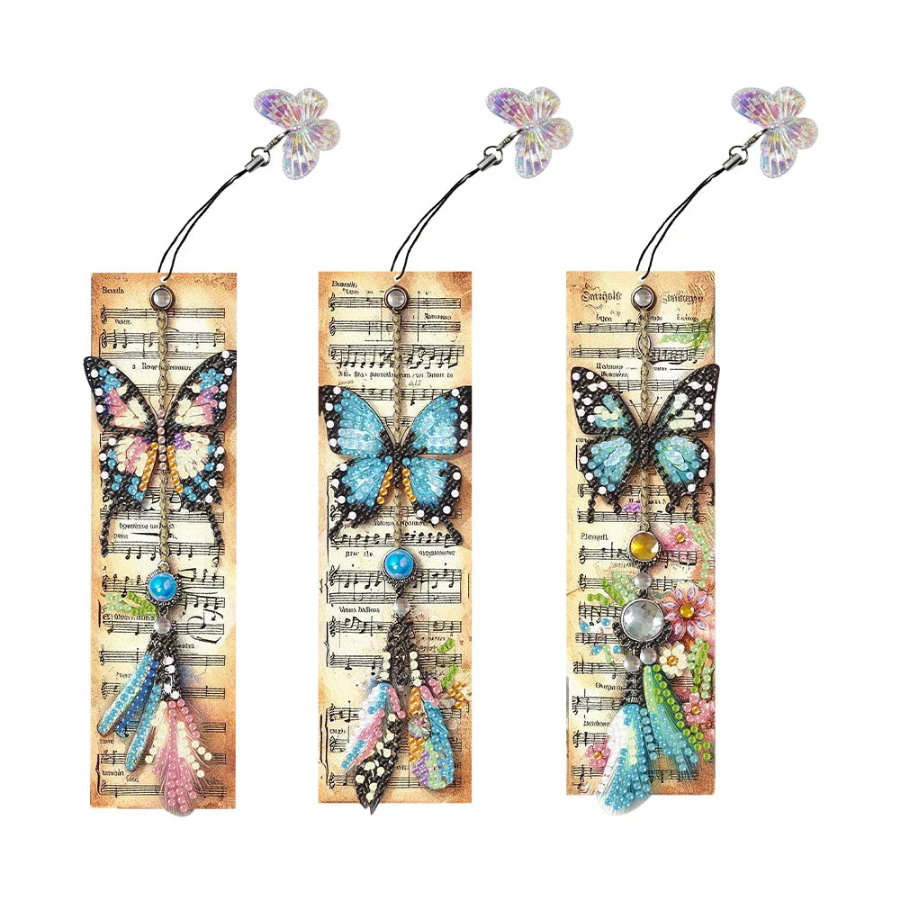 Diamond Painting Boekenlegger Vlinder Bladmuziek Set voor Creatieve Leesliefhebbers