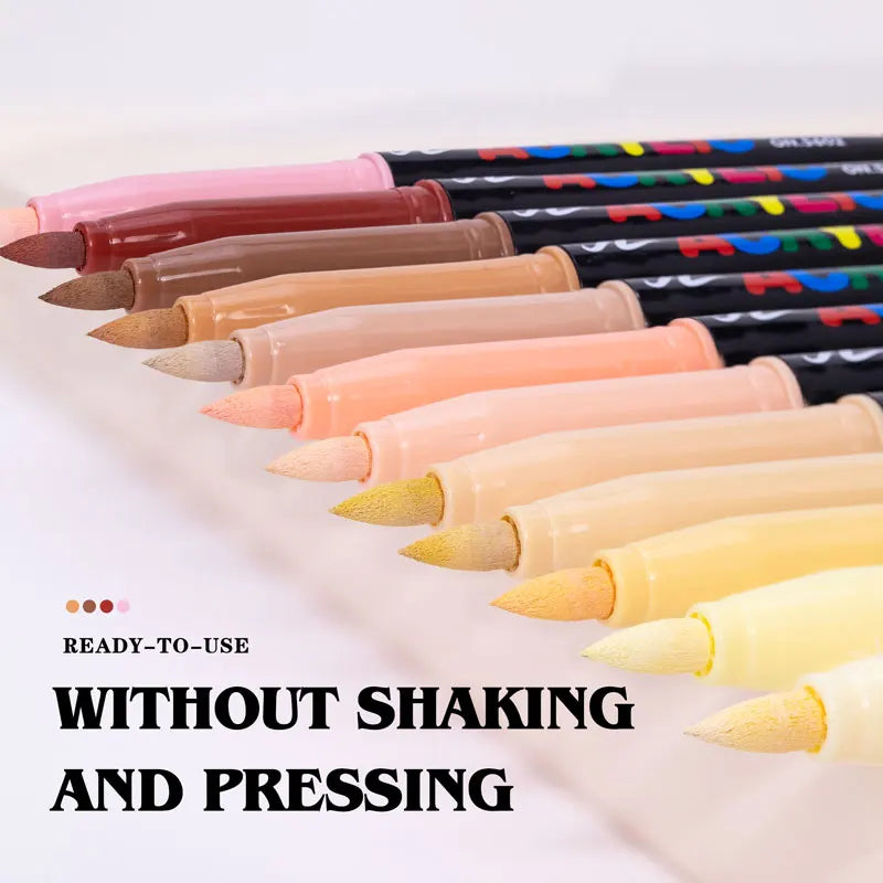 Stiften set huidtinten acryl markers met zachte penseelpunt – 12 tot 24 kleuren