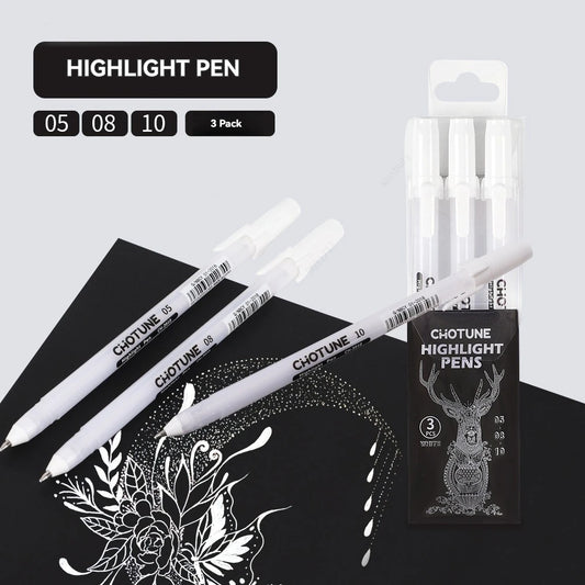 Gelpennen set met witte gelpennen – fijn, medium en breed voor tekenen en journaling