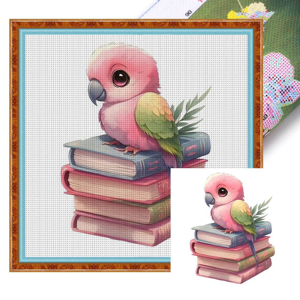 Borduurpakket dieren serie 20x20 cm met voorgedrukte canvas en katoendraad