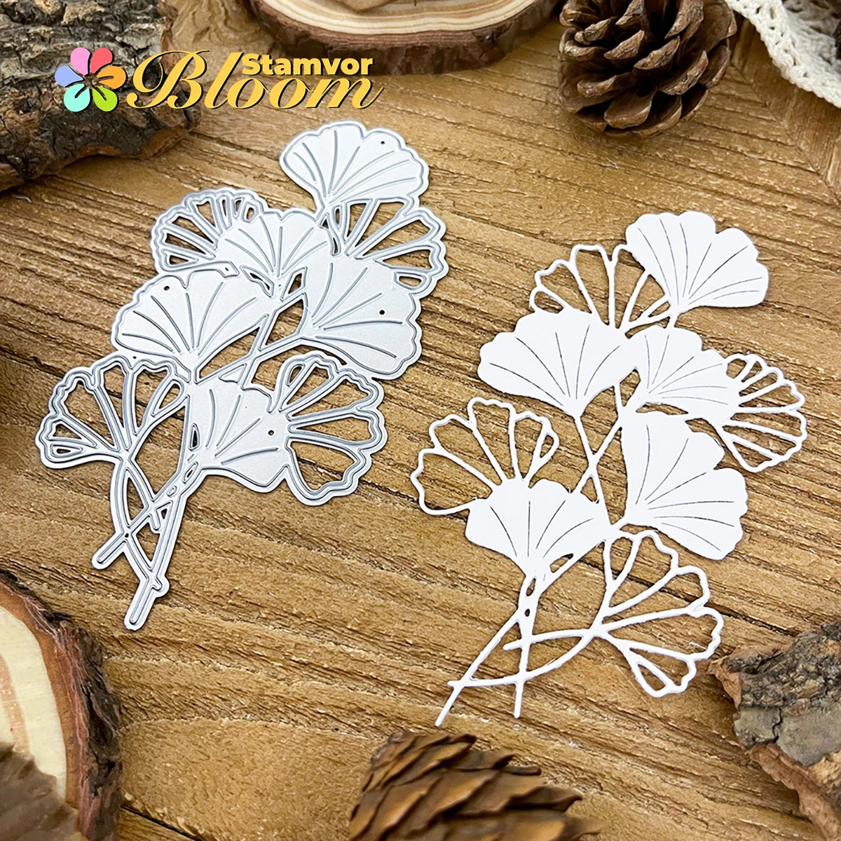 Snijmal Ginkgo Biloba Bladeren en Bloemen Metalen Stanssjabloon