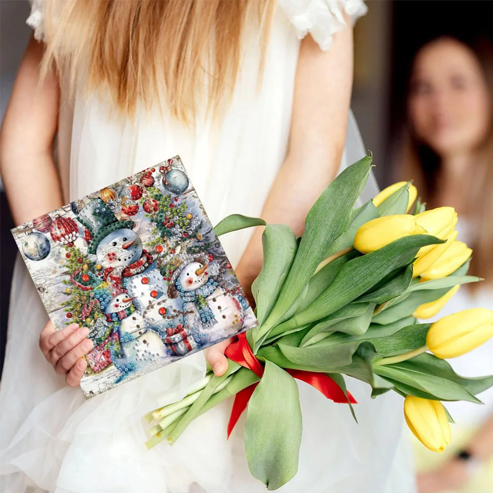 Diamond Painting Kerstkaarten Set met 6 Luxe Wenskaarten en Enveloppen - HK027