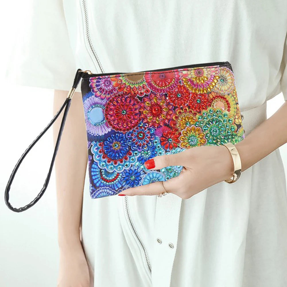 Diamond Painting Etui Mandala Luxe PU Leren Clutch met Strass Steentjes