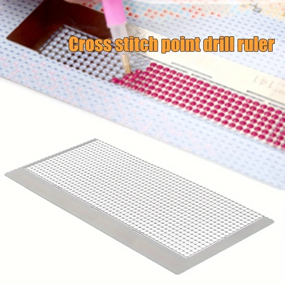 Diamond Painting Rechtlegger RVS Rasterliniaal met 1020 Gaten