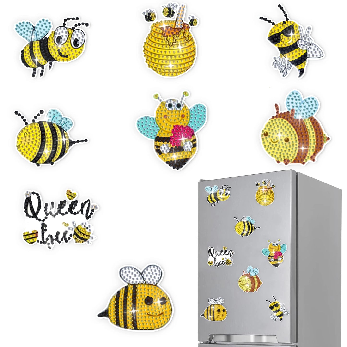 Diamond Painting Magneten - Set van 8 Dieren voor Koelkast